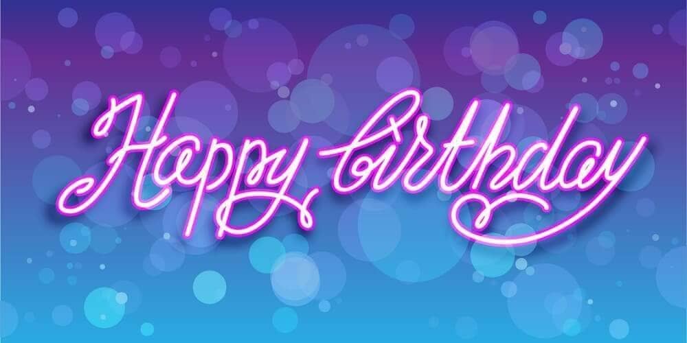 neon  happy birthday text written on a beautiful vector   background expressing birthday wishes
 happy birthday card
new happy birthday pic
neon happy birthday pics